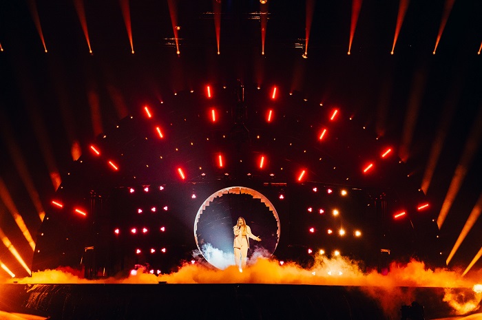 Armenia’s Rosa Linn, performing at the Eurovision Song Contest 2022 Semi Final