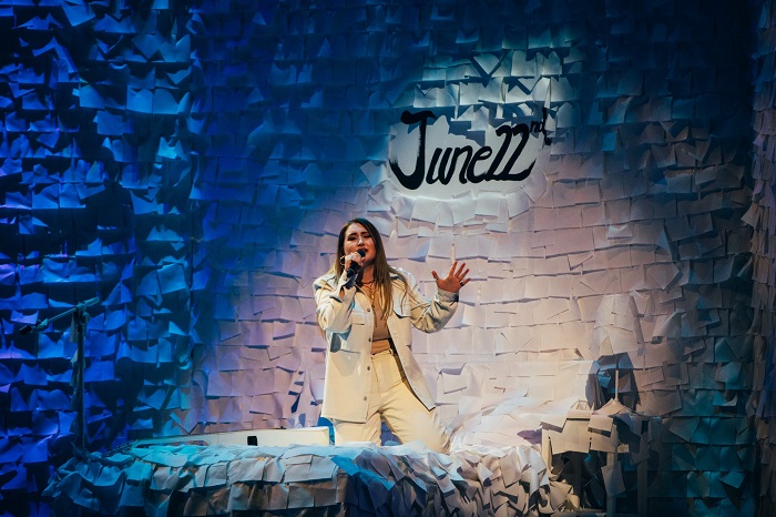 Armenia’s Rosa Linn, performing at the Eurovision Song Contest 2022 Semi Final